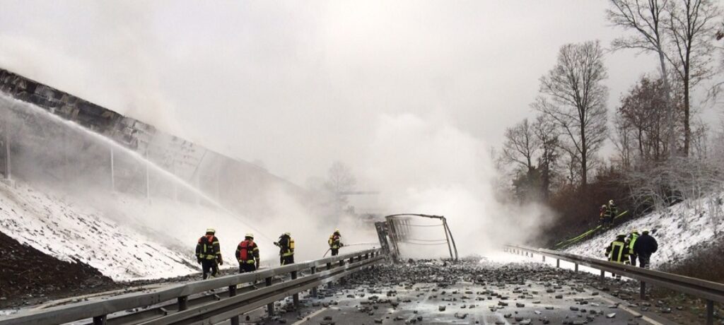 LKW-Brand auf der B68